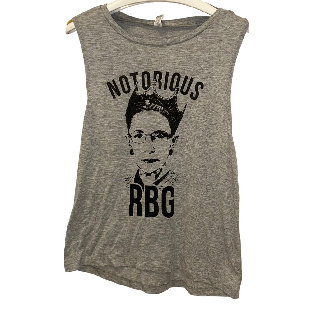 Bella Canvas Gray sleeveless Notorious RBG cotton t-shirt muscle T top M